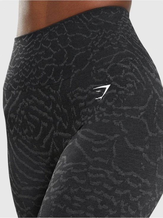 Gymshark Adapt Animal Seamless High-Waisted Leggings - Black/Gray #V00 - Picture 2 of 6